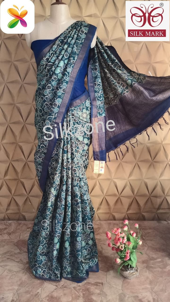 Pure Tussar Silk print saree