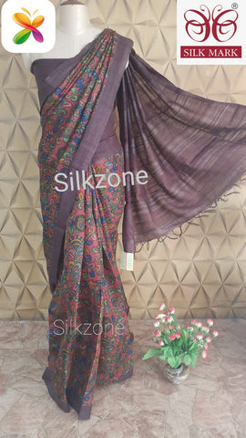 Pure Tussar Silk print saree