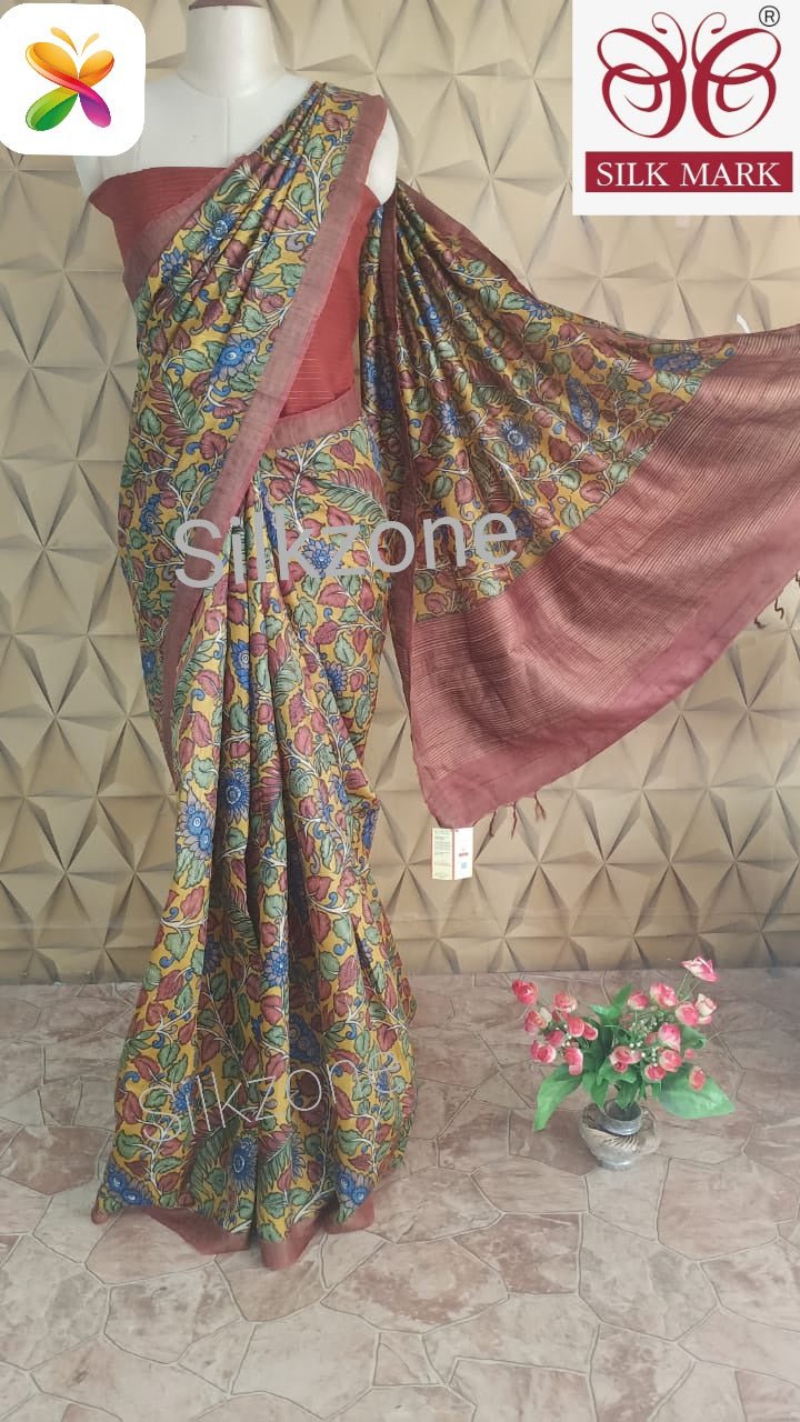 Pure Tussar Silk print saree
