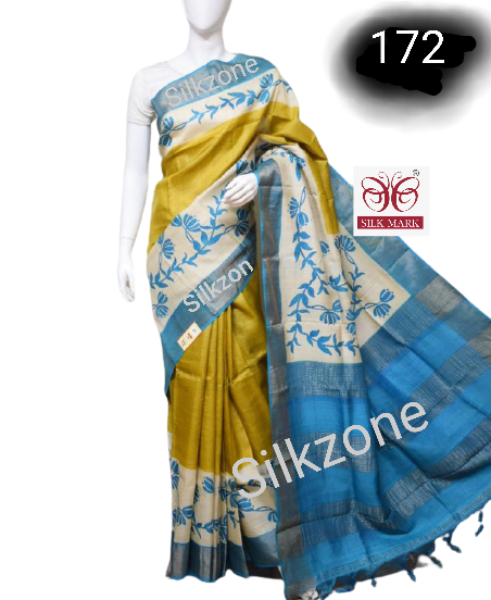 Pure Tussar Silk print saree