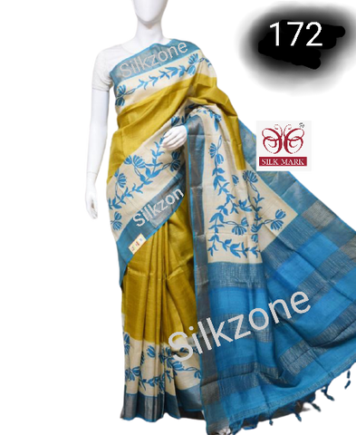 Pure Tussar Silk print saree