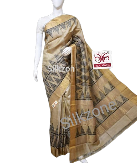 Pure Tussar Silk print saree