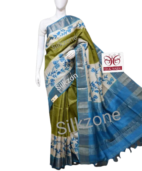Pure Tussar Silk print saree