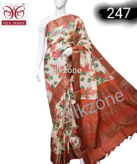Pure Tussar Silk print saree