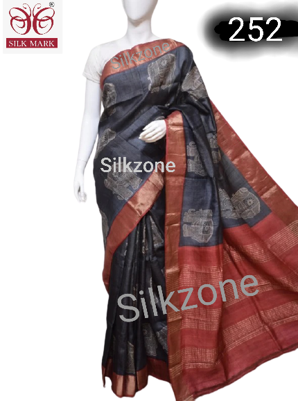 Pure Tussar Silk print saree