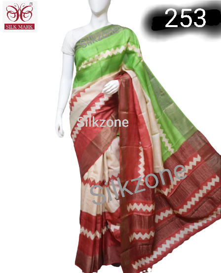Pure Tussar Silk print saree