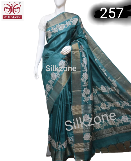 Pure Tussar Silk print saree