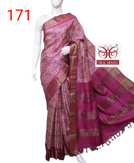 Pure Tussar Silk print saree