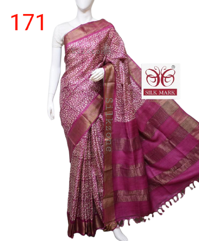 Pure Tussar Silk print saree