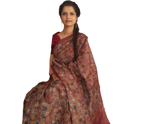 Pure Tussar Silk print saree