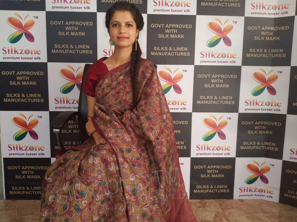 Pure Tussar Silk print saree