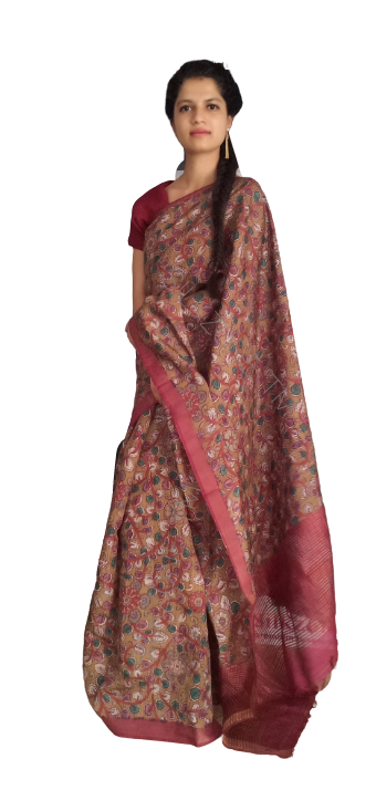 Pure Tussar Silk print saree