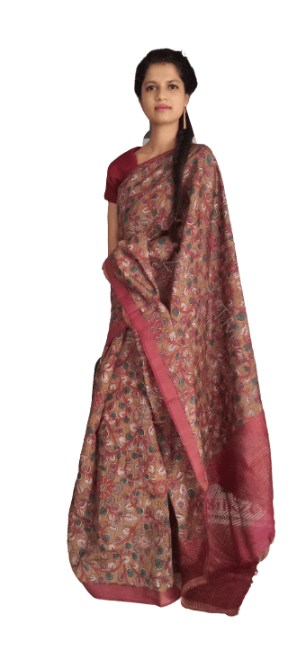 Pure Tussar Silk print saree