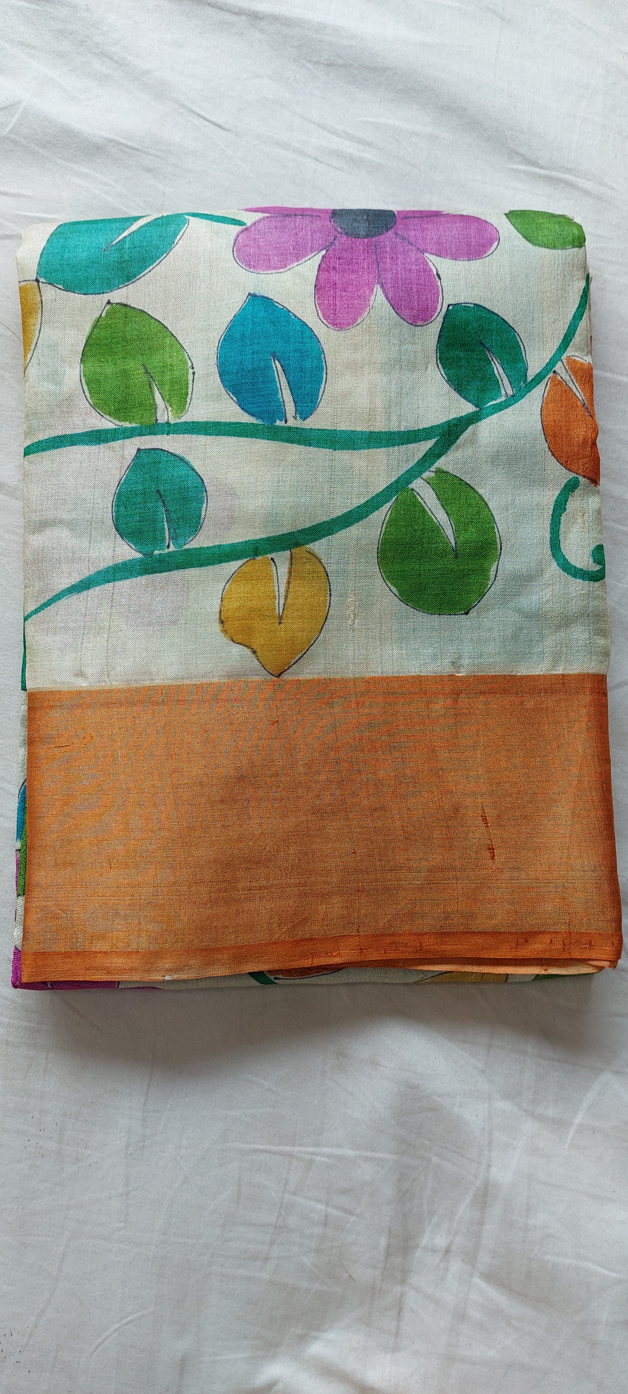 Pure Tussar Silk print saree