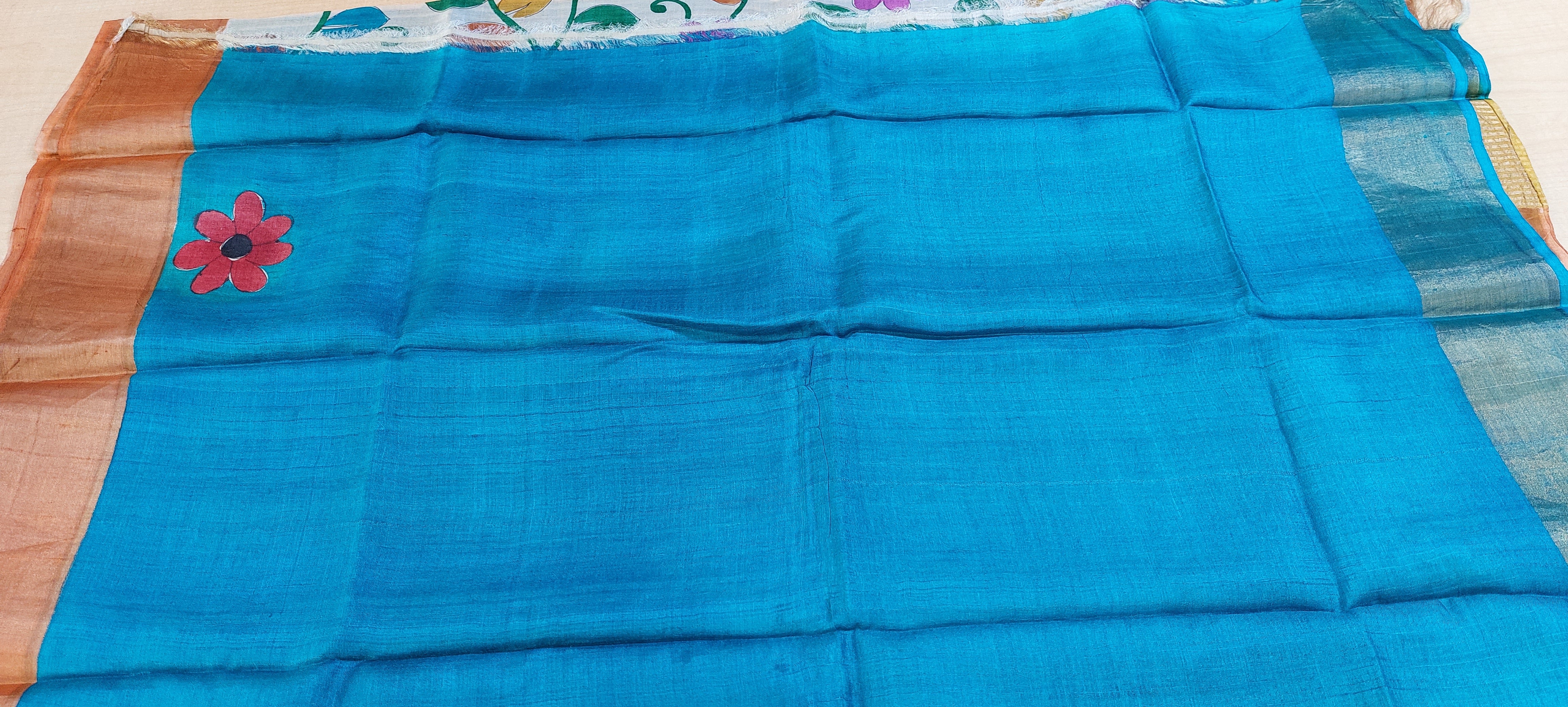 Pure Tussar Silk print saree