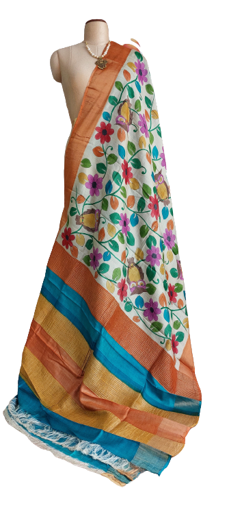 Pure Tussar Silk print saree