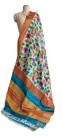 Pure Tussar Silk print saree