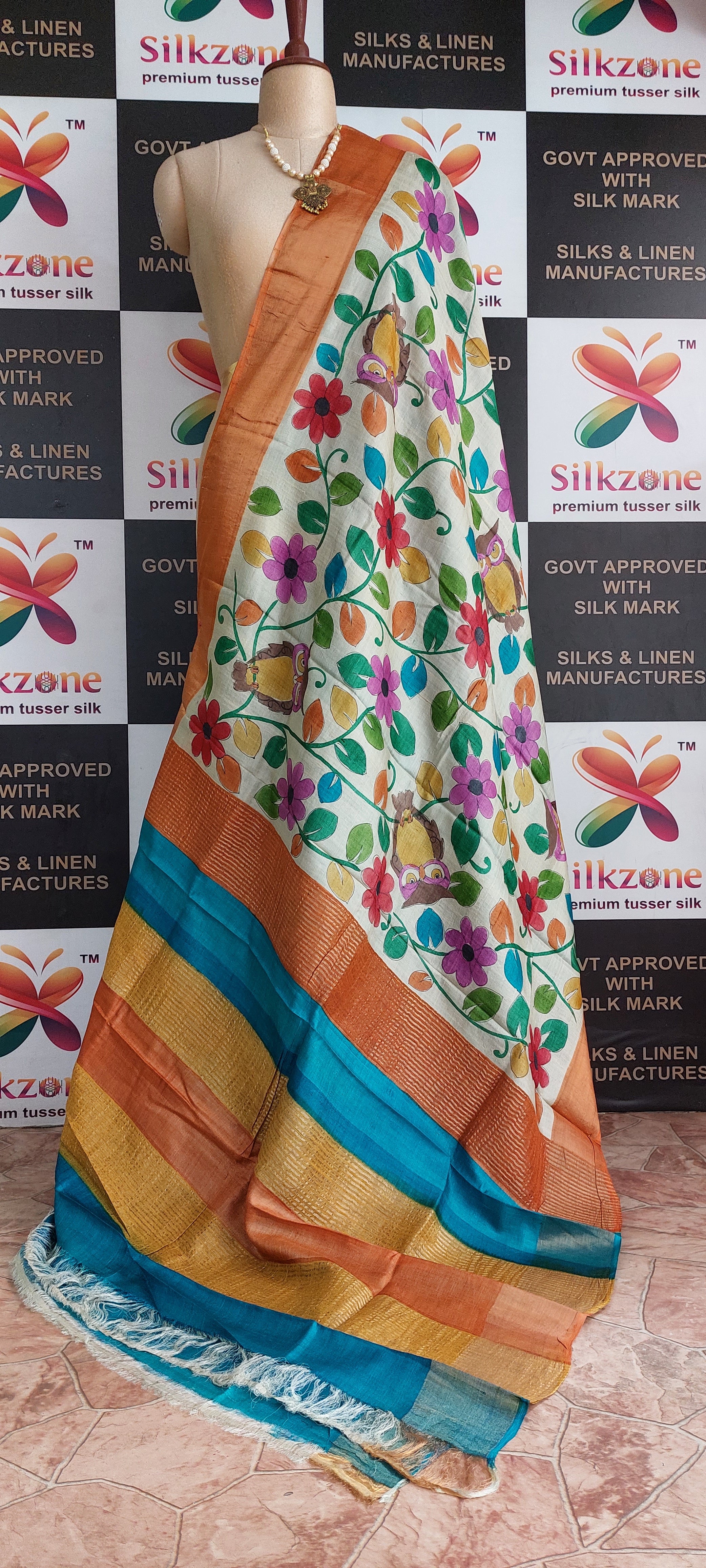 Pure Tussar Silk print saree