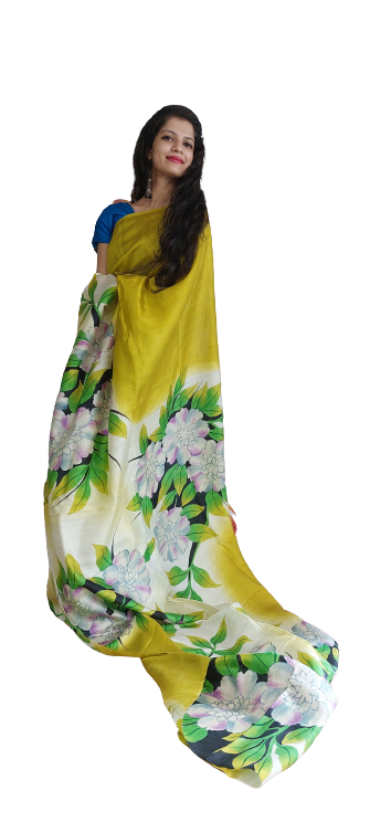 Pure Tussar Silk print saree