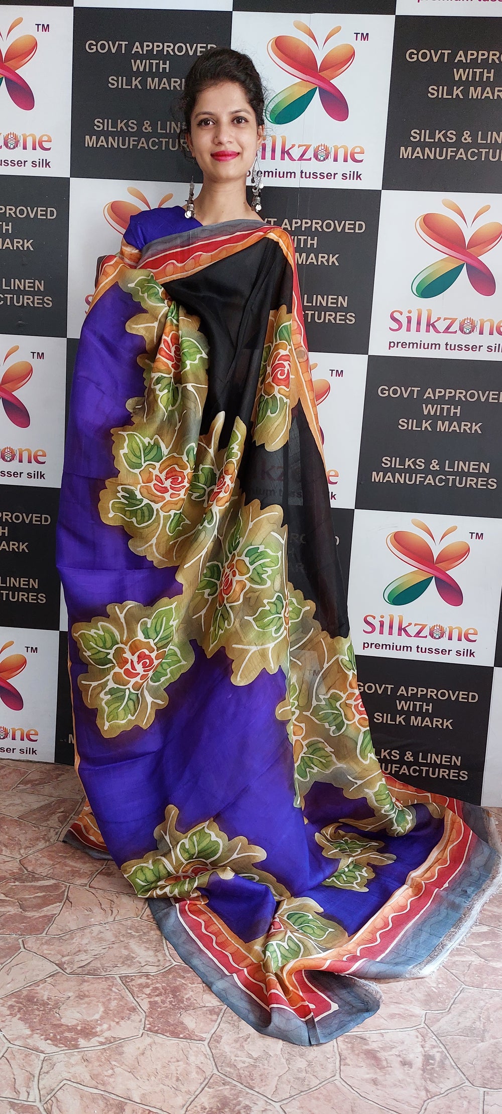 Pure Tussar Silk print saree