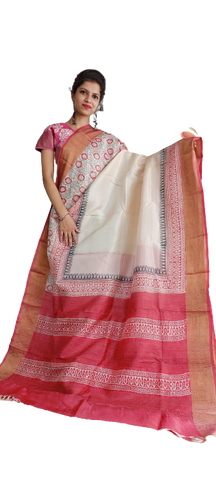 Pure Tussar Silk print saree