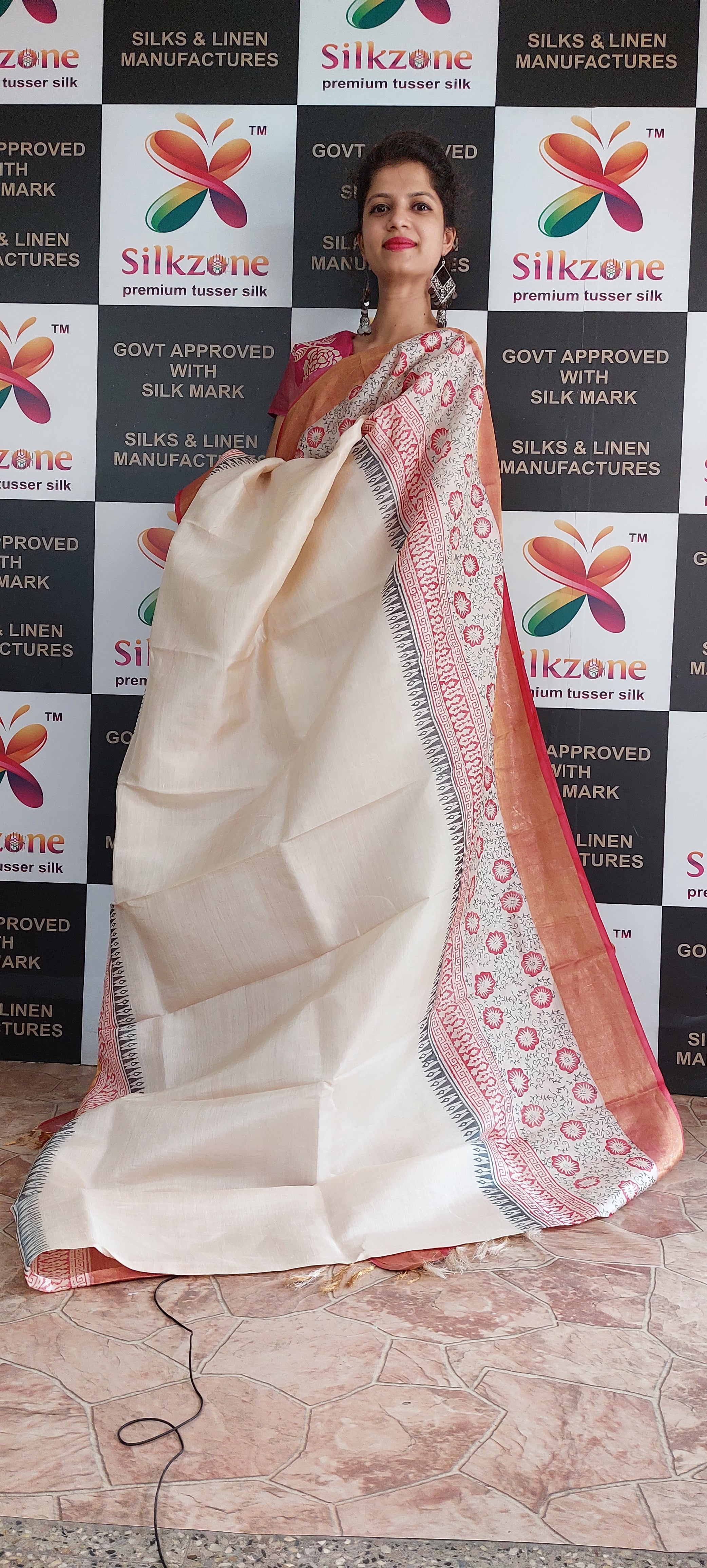 Pure Tussar Silk print saree