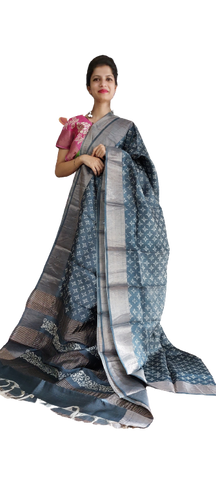 Pure Tussar Silk print saree