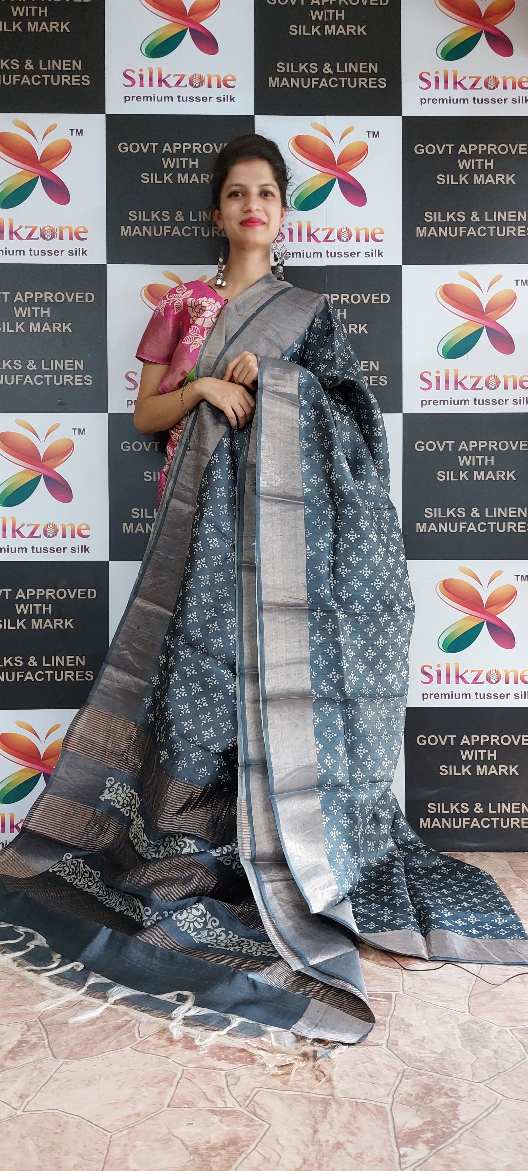 Pure Tussar Silk print saree