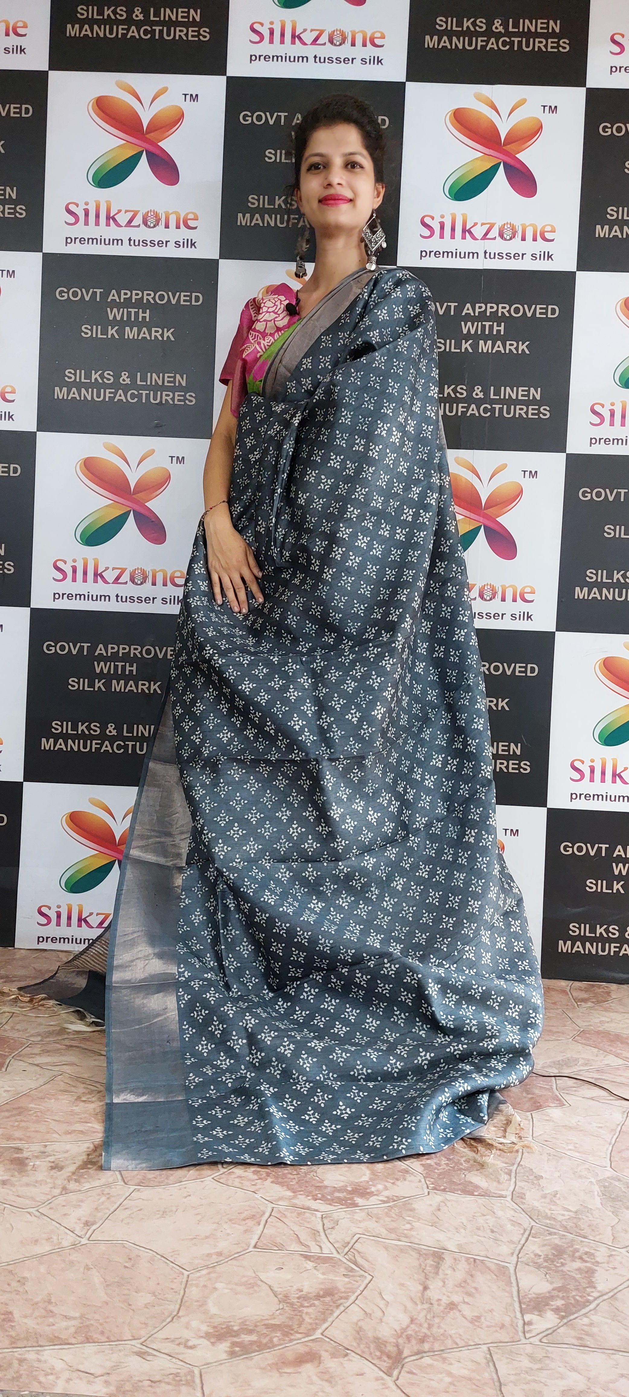 Pure Tussar Silk print saree