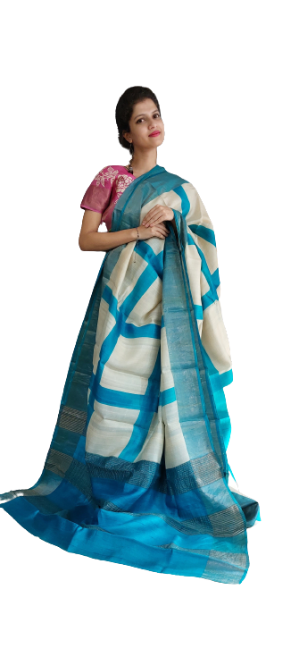 Pure Tussar Silk print saree