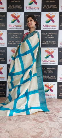 Pure Tussar Silk print saree