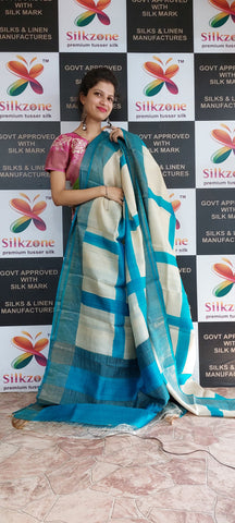 Pure Tussar Silk print saree