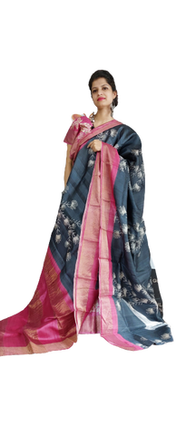 Pure Tussar Silk print saree