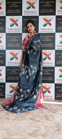 Pure Tussar Silk print saree