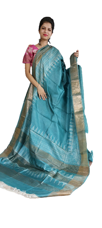 Pure Tussar Silk print saree