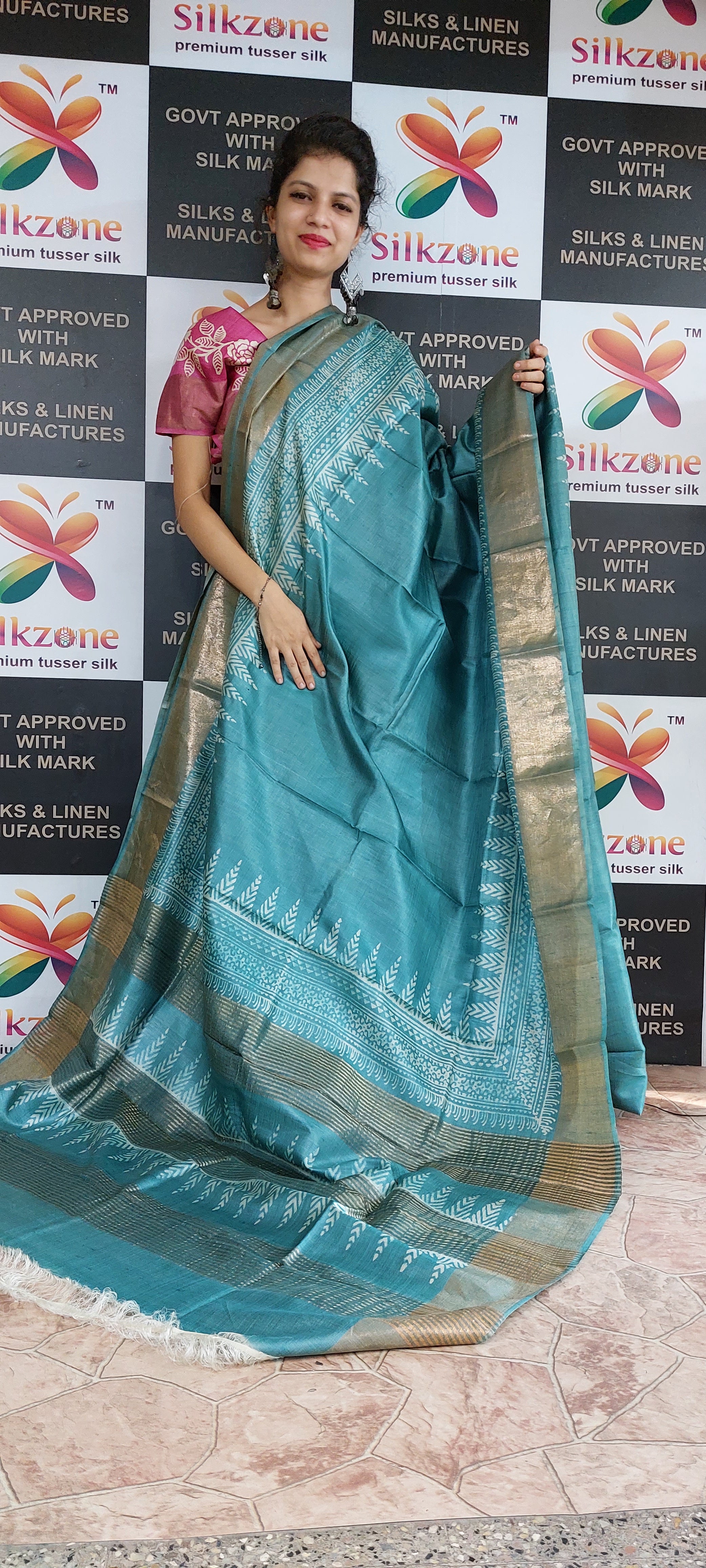 Pure Tussar Silk print saree