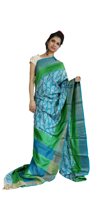 Pure Tussar Silk print saree