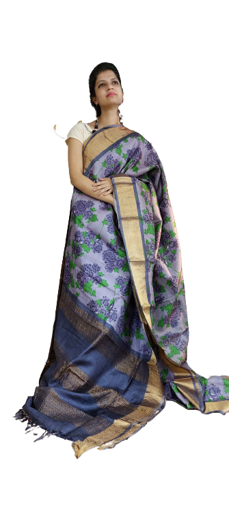 Pure Tussar Silk print saree