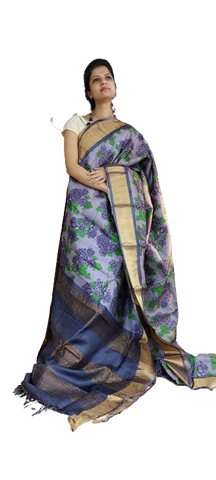 Pure Tussar Silk print saree