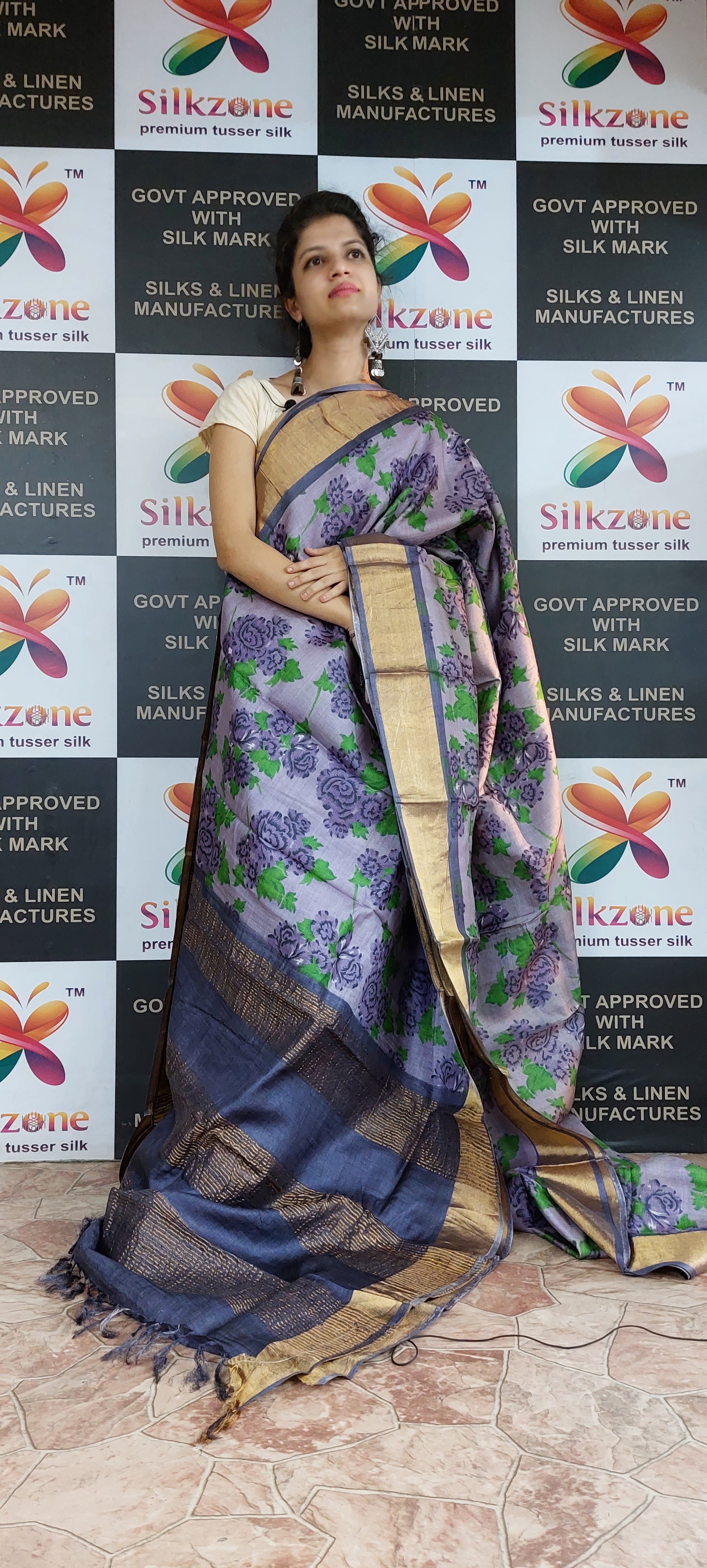 Pure Tussar Silk print saree