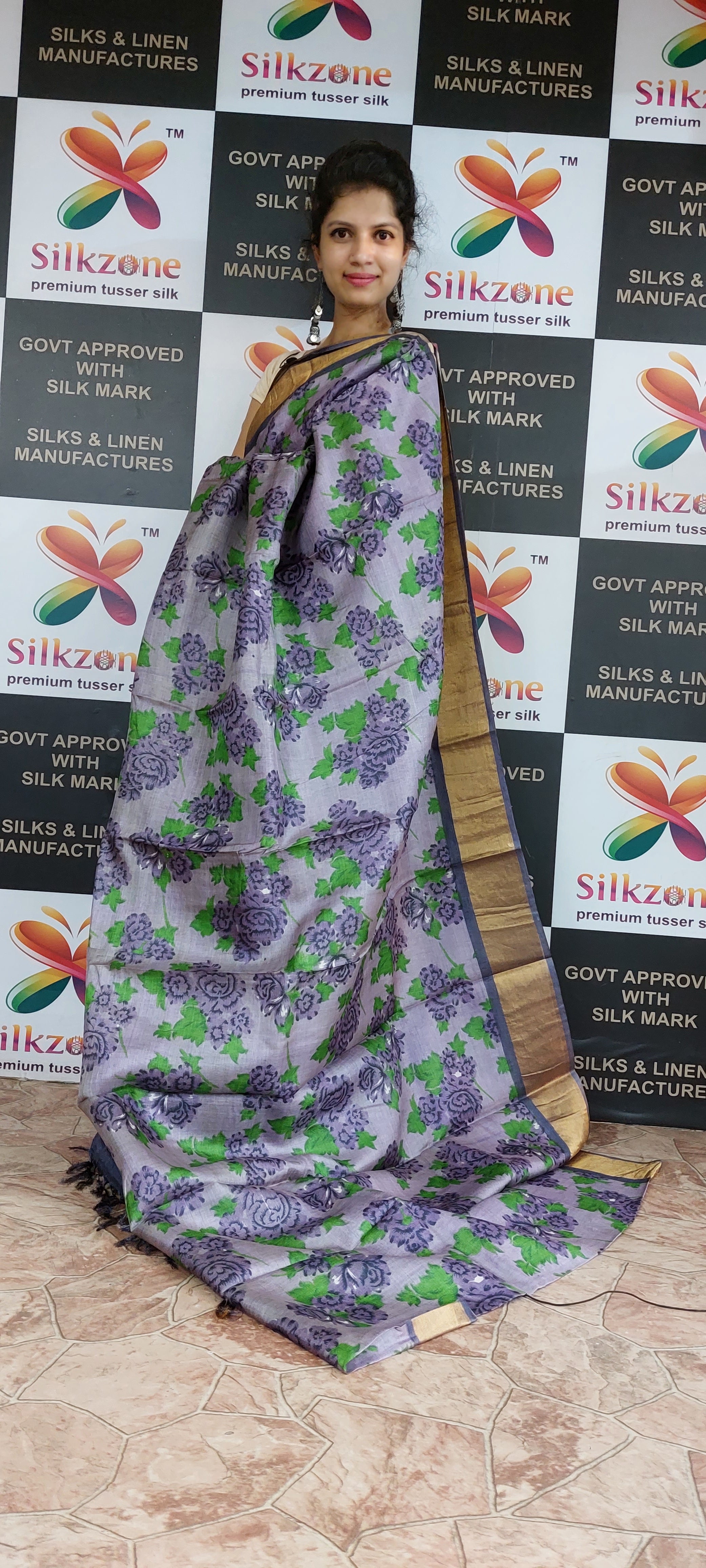 Pure Tussar Silk print saree