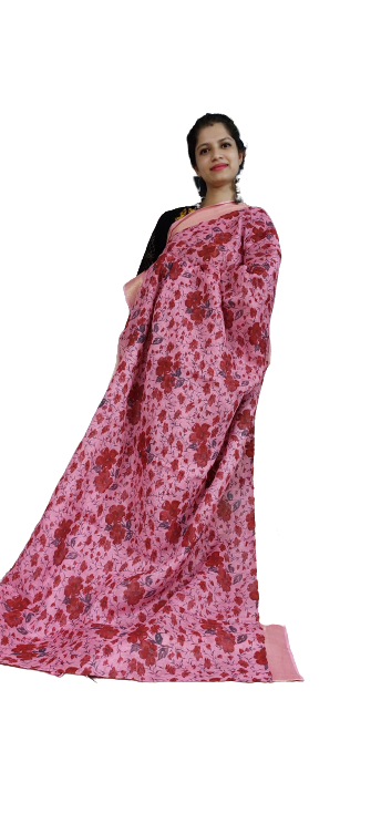 Pure Linen Print Saree SILK ZONE