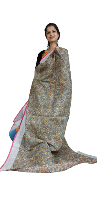 Pure Linen Print Saree SILK ZONE