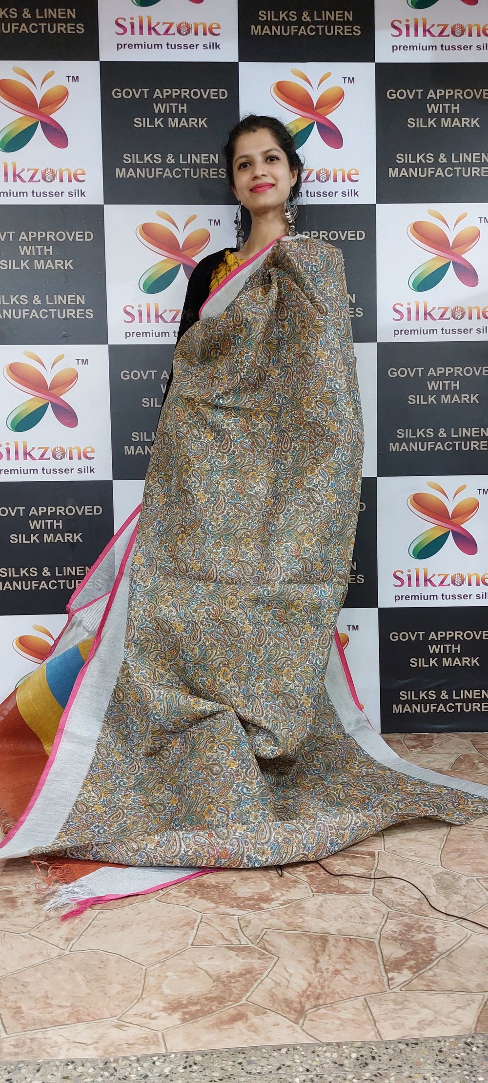 Pure Linen Print Saree SILK ZONE
