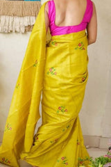 Tussar silk embroidery saree silkzone