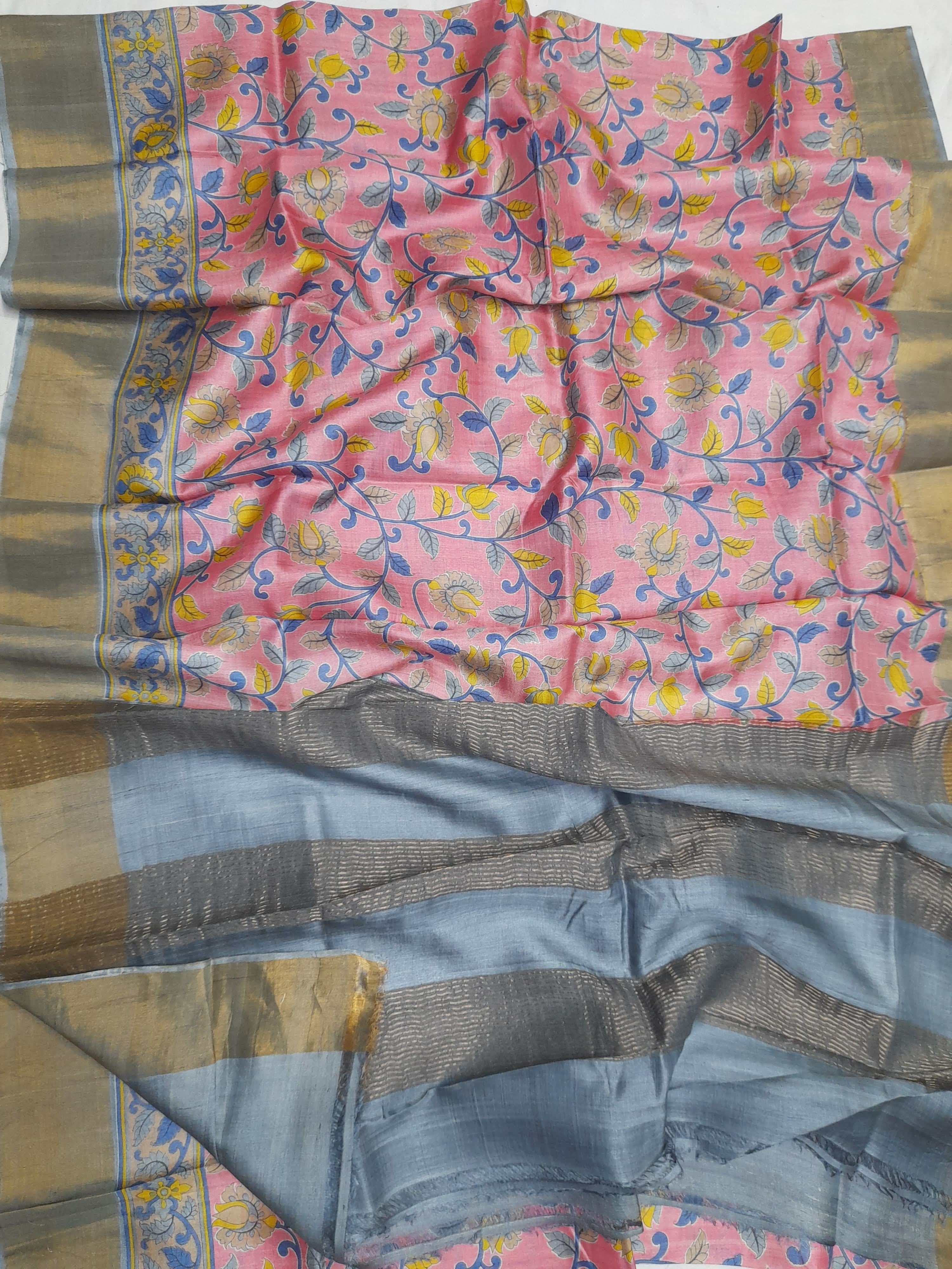 Pure Tussar Silk print saree