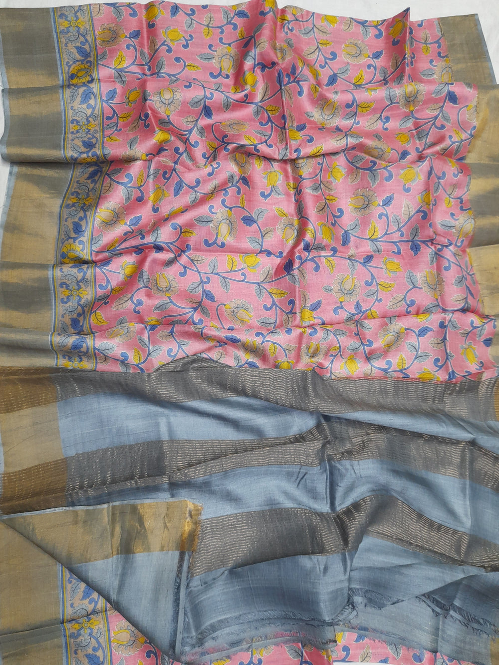 Pure Tussar Silk print saree