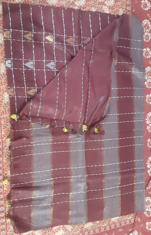 Soft silk cut work buta saree