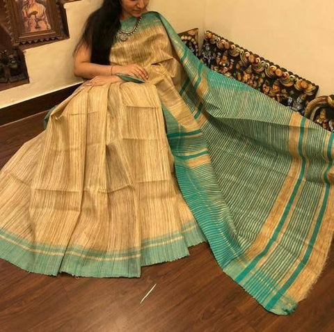 Tussar ghicha silk saree silkzon.in