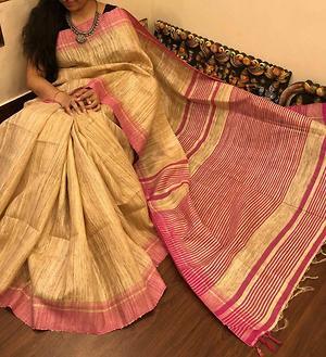 Tussar ghicha silk saree silkzon.in